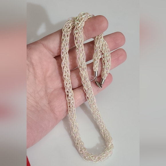 925 sterling designer woven mesh necklace iridescent WV Silver unique Anthro ? - Picture 3 of 15